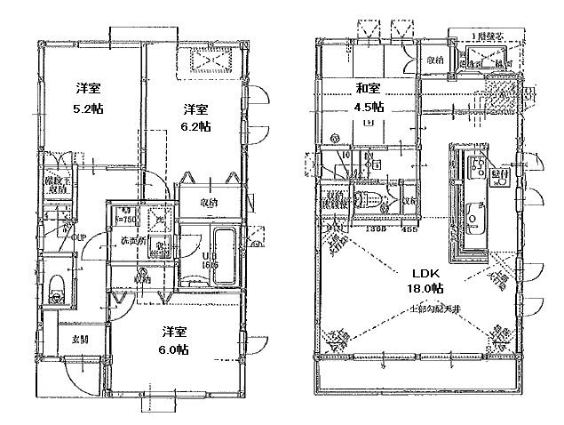 Floor plan. (B Building), Price 59,800,000 yen, 4LDK, Land area 98.51 sq m , Building area 91.08 sq m