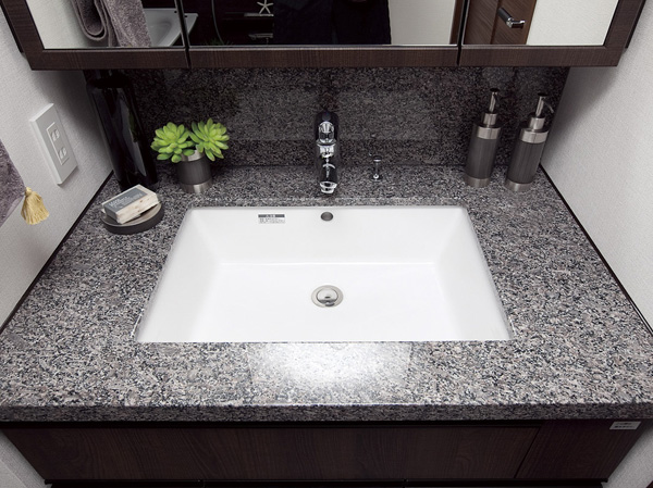 Bathing-wash room.  [Natural stone counter top plate] Use the beautifully proud natural stone in the wash basin of the counter top plate, To produce a feeling of luxury hotel-like in space.