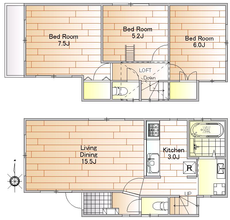 Floor plan. 32,800,000 yen, 3LDK, Land area 94.26 sq m , Good floor plan with a loft of the building area 75.32 sq m usability