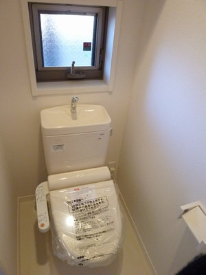 Toilet. There and glad bidet with toilet. 