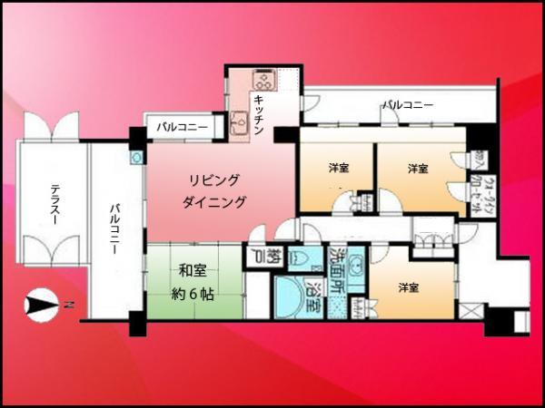 Floor plan. 4LDK, Price 53,800,000 yen, Occupied area 85.88 sq m , Balcony area 12.63 sq m