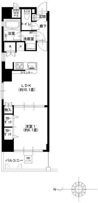 Floor plan. 1LDK, Price 31,900,000 yen, Occupied area 39.63 sq m , Balcony area 5.4 sq m