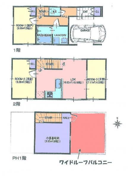 Floor plan. 41,800,000 yen, 3LDK, Land area 48.47 sq m , Building area 64.03 sq m