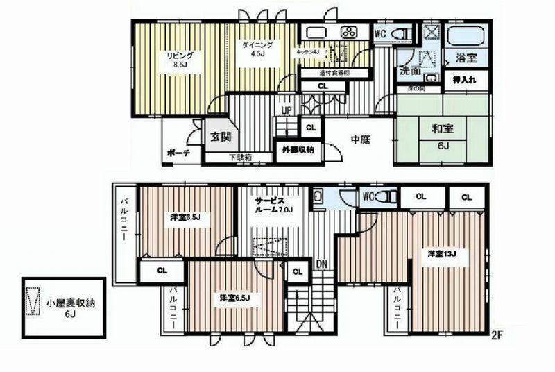 Floor plan. 71 million yen, 5LDK, Land area 146.56 sq m , Building area 121 sq m