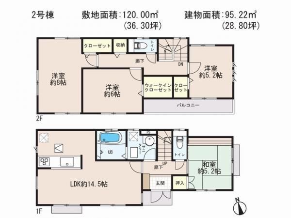 Floor plan. 65,800,000 yen, 4LDK, Land area 120 sq m , Building area 95.22 sq m