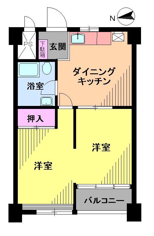 Floor plan. 1DK, Price 18 million yen, Occupied area 41.98 sq m , Balcony area 3.11 sq m