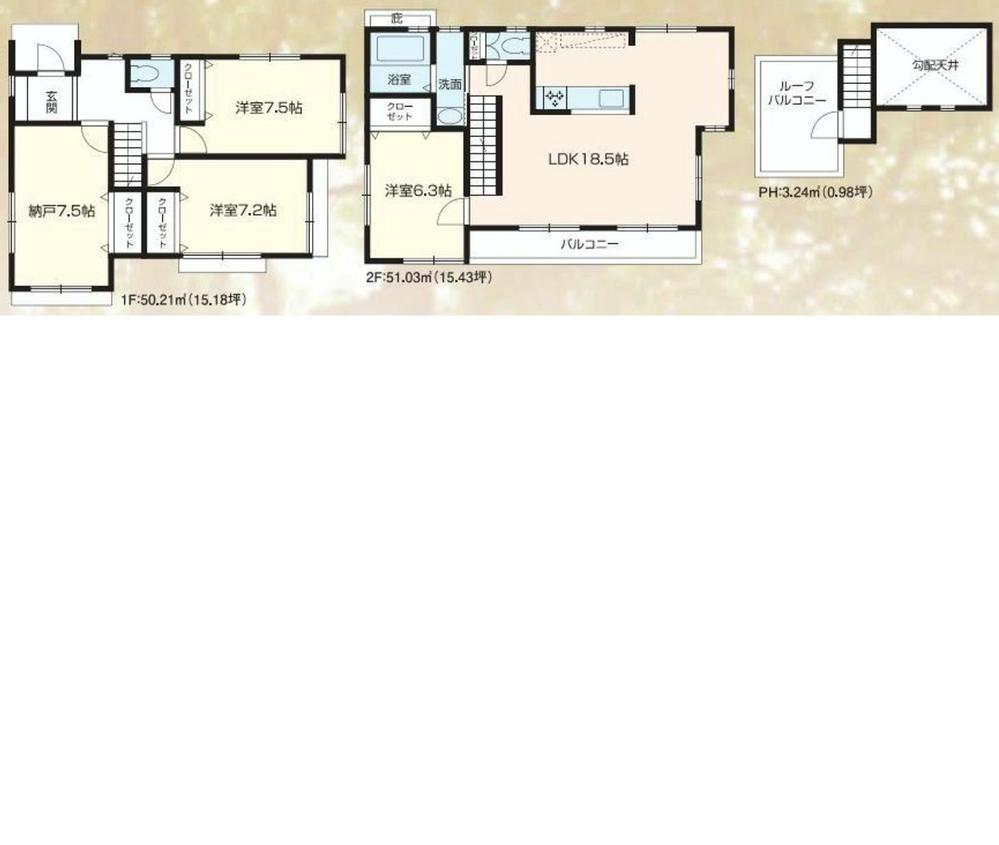 Floor plan. (B Building), Price 59,800,000 yen, 4LDK, Land area 113.95 sq m , Building area 104.48 sq m