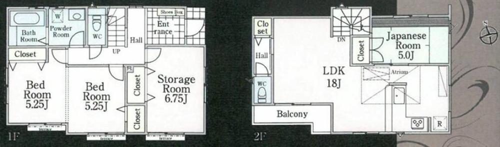 Floor plan. (Building 2), Price 64,800,000 yen, 4LDK, Land area 106.25 sq m , Building area 96.46 sq m
