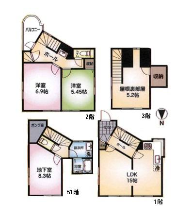 Floor plan. 42,800,000 yen, 4LDK, Land area 69.4 sq m , Building area 62.84 sq m