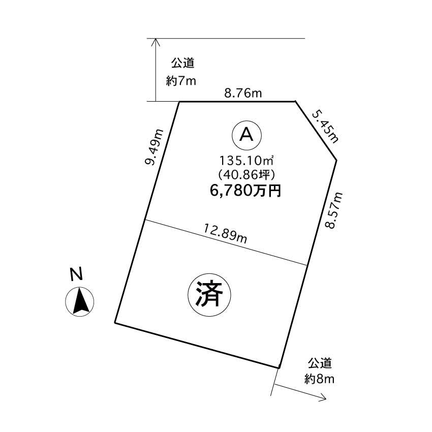 Compartment figure. Land price 67,800,000 yen, Land area 135.1 sq m