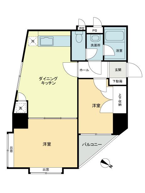 Floor plan. 2DK, Price 18 million yen, Occupied area 41.09 sq m , Balcony area 2.24 sq m
