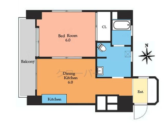 Floor plan. 1DK, Price 14 million yen, Occupied area 33.03 sq m , Balcony area 4.5 sq m Floor