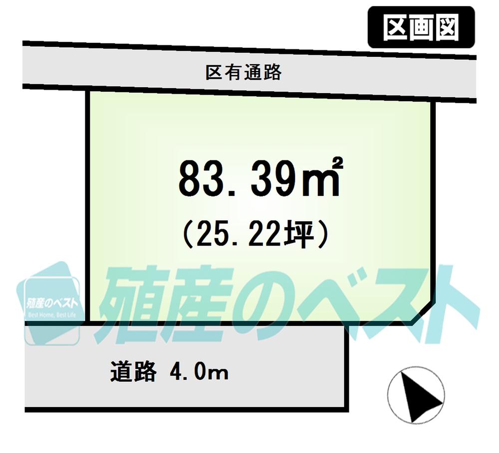 Compartment figure. Land price 53,200,000 yen, Ventilation because the land area 83.39 sq m north-south there is a road ・ Day would be good. 