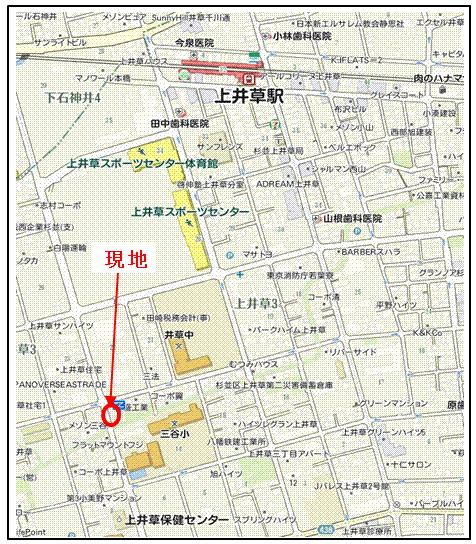 Local guide map. Seibu Shinjuku Line "Kami-Igusa Station" a 10-minute walk