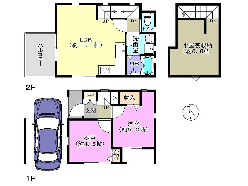 Floor plan. 39,800,000 yen, 1LDK + S (storeroom), Land area 48.73 sq m , Building area 48.12 sq m