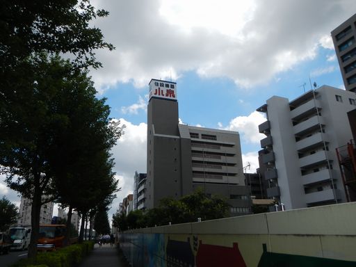 Building appearance. Ome Kaido has building entrance to the top of the overpass Amanuma