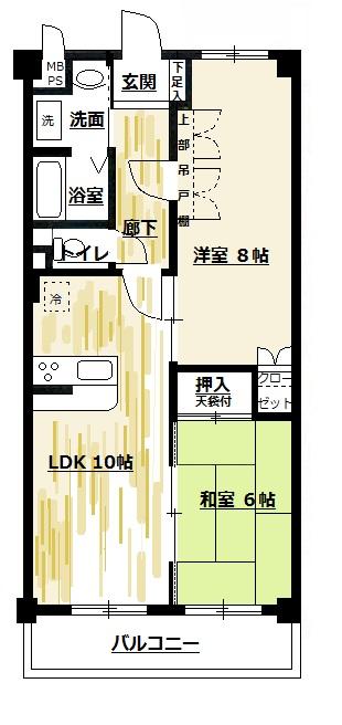 Floor plan. 2LDK, Price 23.8 million yen, Occupied area 51.41 sq m , Balcony area 6.36 sq m