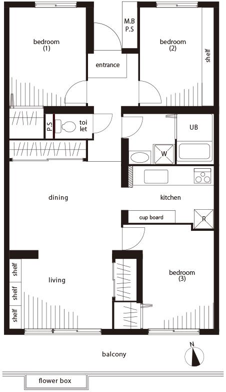 Floor plan. 3LDK, Price 42,900,000 yen, Occupied area 78.67 sq m , Balcony area 9.72 sq m