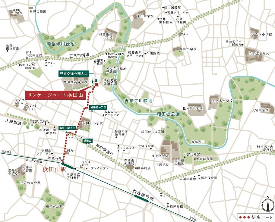 Local guide map. Walk up to Hamadayama Station 11 minutes. 