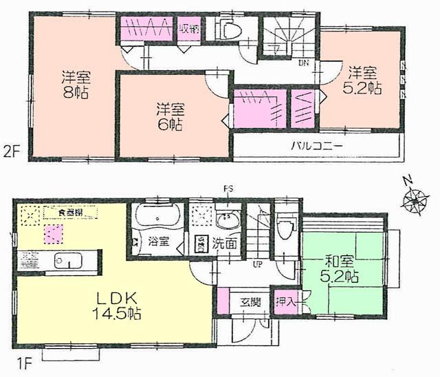 Floor plan. 65,800,000 yen, 4LDK, Land area 120 sq m , Building area 95.22 sq m