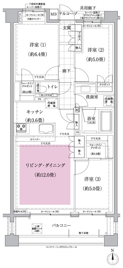 Floor: 3LDK + 2WIC, occupied area: 72.35 sq m, Price: 64,980,000 yen, now on sale
