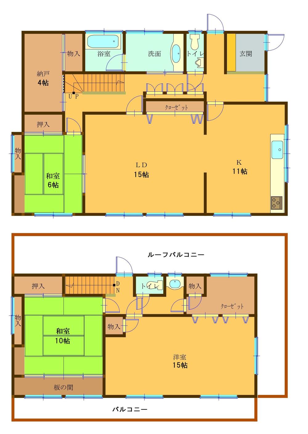 Floor plan. 120 million yen, 3LDK + S (storeroom), Land area 201.91 sq m , 3SLDK of building area 164.73 sq m large is, All rooms are 6 quires more.