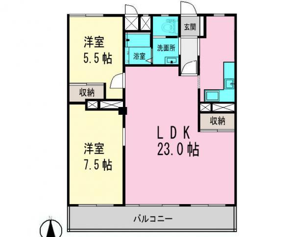 Floor plan. 2LDK, Price 29,800,000 yen, Occupied area 72.02 sq m , Balcony area 9.72 sq m