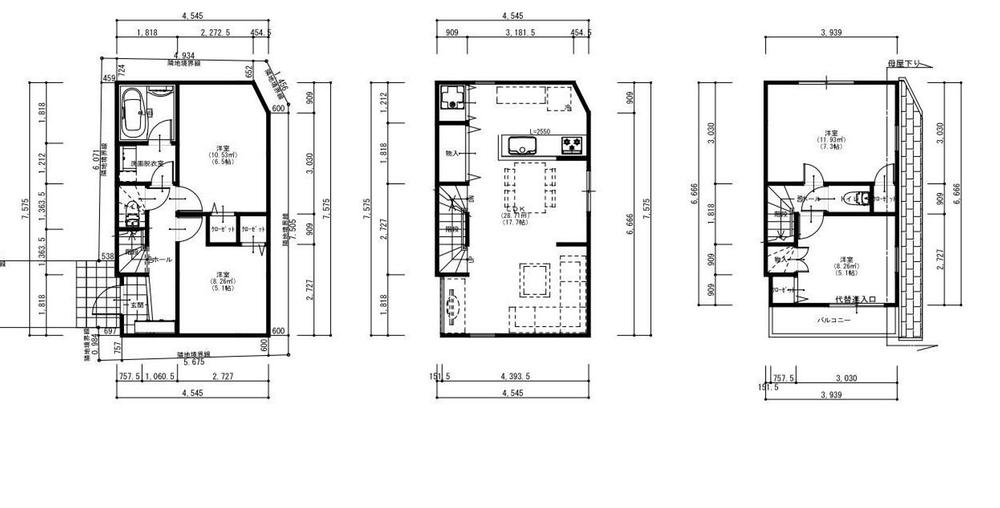 Building plan example (floor plan). Building plan example (B No. land) Building price 15 million yen, Building area 92.90 sq m 1 Kaiyoshitsu 6.5 Pledge, 5.1 Pledge Second floor LDK17.7 Pledge 3 Kaiyoshitsu 7.3 Pledge, 5.1 Pledge