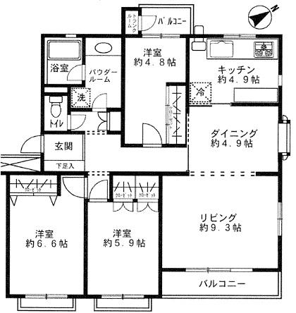 Floor plan. 3LDK, Price 38,200,000 yen, Occupied area 84.33 sq m , Balcony area 6.24 sq m