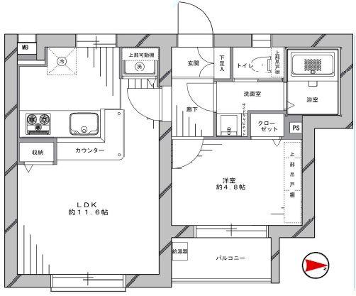Floor plan. 1LDK, Price 21,800,000 yen, Footprint 39.6 sq m , Balcony area 3.18 sq m