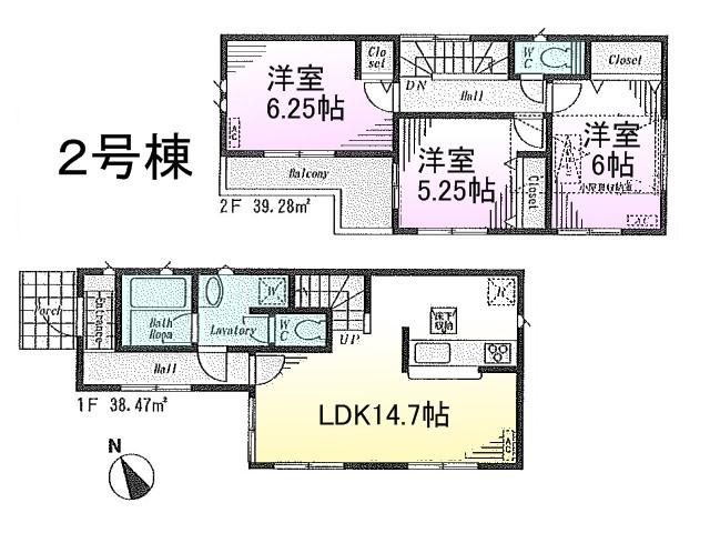 Floor plan. 52,800,000 yen, 3LDK, Land area 79.95 sq m , Building area 77.75 sq m