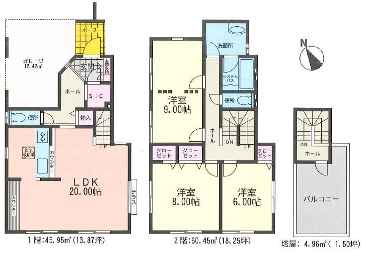 Floor plan. 83,800,000 yen, 3LDK, Land area 123.78 sq m , Building area 111.36 sq m