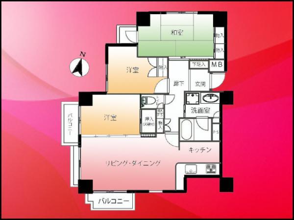 Floor plan. 3LDK, Price 51,800,000 yen, Occupied area 75.14 sq m , Easy-to-use floor plan of the balcony area 6.29 sq m southeast corner room