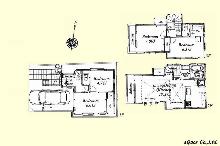 Floor plan. (A Building), Price 54,800,000 yen, 4LDK, Land area 62.25 sq m , Building area 96.72 sq m