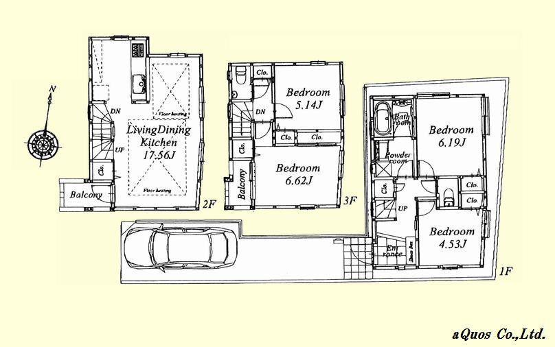 Floor plan. (B Building), Price 50,800,000 yen, 4LDK, Land area 73.2 sq m , Building area 92.31 sq m