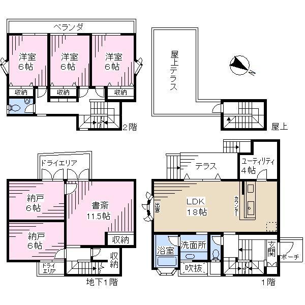 Floor plan. 75,900,000 yen, 5LDK, Land area 124.52 sq m , Building area 141.47 sq m