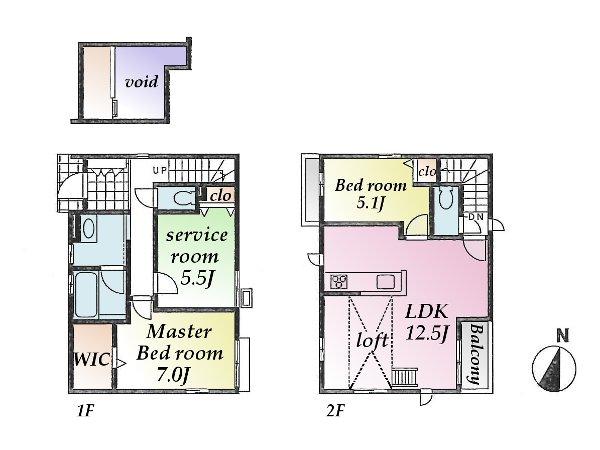 Floor plan. (5 Building), Price 51,900,000 yen, 2LDK+S, Land area 88.3 sq m , Building area 81.56 sq m