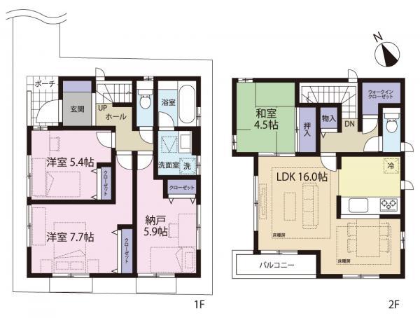 Floor plan. 54,800,000 yen, 3LDK+S, Land area 109.43 sq m , Building area 100.19 sq m