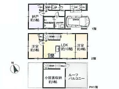 Floor plan. 41,800,000 yen, 3LDK, Land area 48.47 sq m , Building area 64.03 sq m