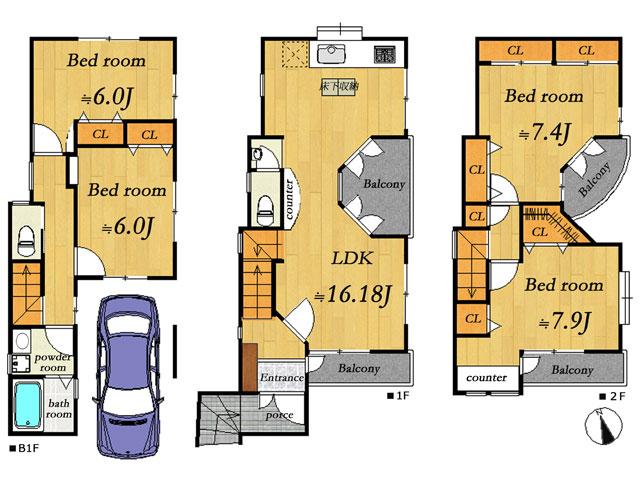 Floor plan. 46,300,000 yen, 4LDK, Land area 70 sq m , Building area 104.04 sq m