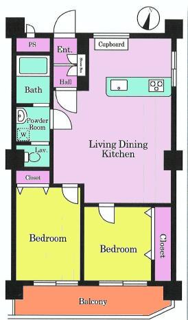 Floor plan. 2LDK, Price 23.8 million yen, Occupied area 61.38 sq m , Balcony area 5.46 sq m