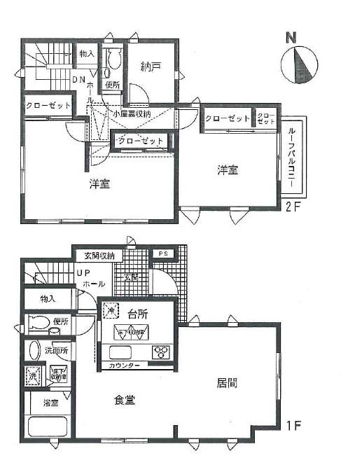 Floor plan. 59,800,000 yen, 2LDK + S (storeroom), Land area 102.25 sq m , Building area 97.29 sq m
