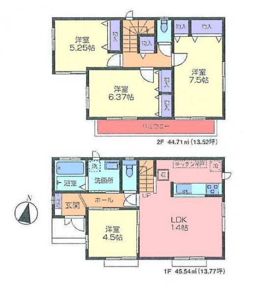 Floor plan. 62,800,000 yen, 4LDK, Land area 113.96 sq m , Building area 90.25 sq m