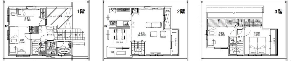 Floor plan. 64,800,000 yen, 4LDK, Land area 72.25 sq m , Building area 108.68 sq m