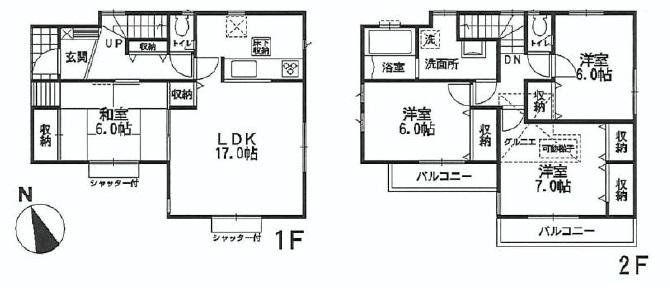 Floor plan. (1 Building), Price 62,800,000 yen, 4LDK, Land area 106.24 sq m , Building area 103.92 sq m