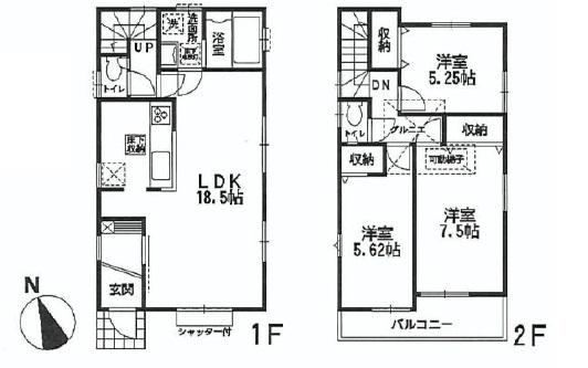 Floor plan. (Building 2), Price 56,800,000 yen, 3LDK, Land area 102.96 sq m , Building area 88.34 sq m