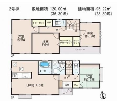 Floor plan. Price 65,800,000 yen, 4LDK, Land area 120 sq m , Building area 95.22 sq m