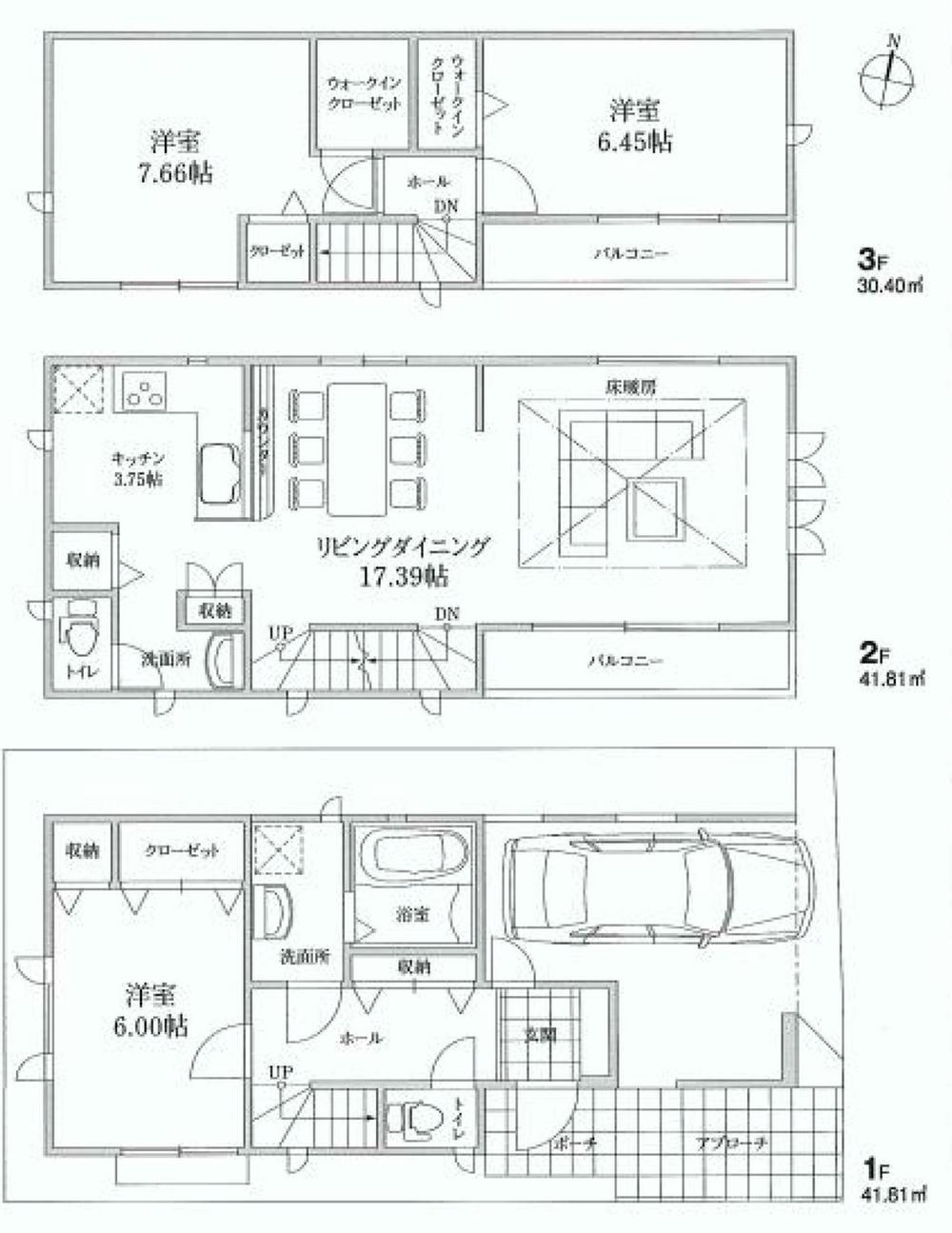 Floor plan. (D Building), Price 52,800,000 yen, 3LDK, Land area 70.8 sq m , Building area 114.02 sq m