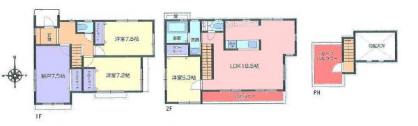 Floor plan. 62,800,000 yen, 3LDK+S, Land area 113.95 sq m , Building area 104.48 sq m