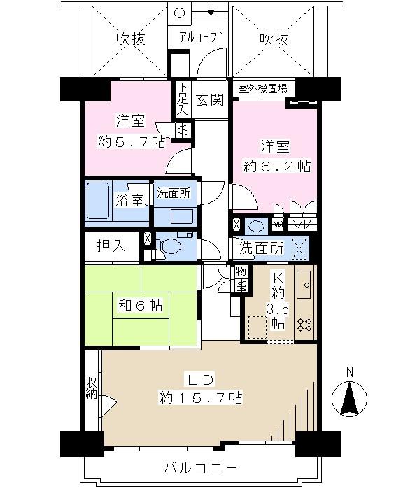 Floor plan. 3LDK, Price 41,800,000 yen, Occupied area 82.88 sq m , Balcony area 8.54 sq m